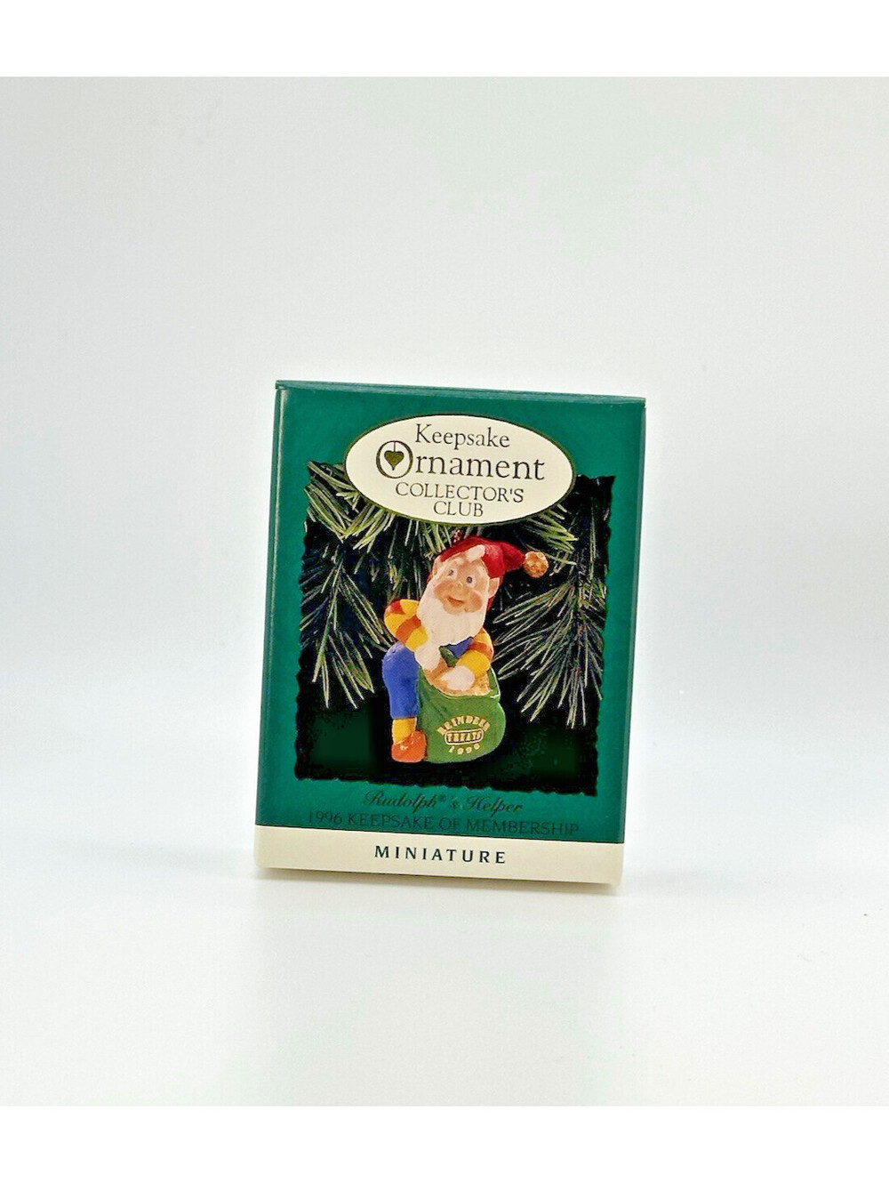 1996 "Rudolph's helper" Hallmark Keepsake Collectors Club Miniature Ornament